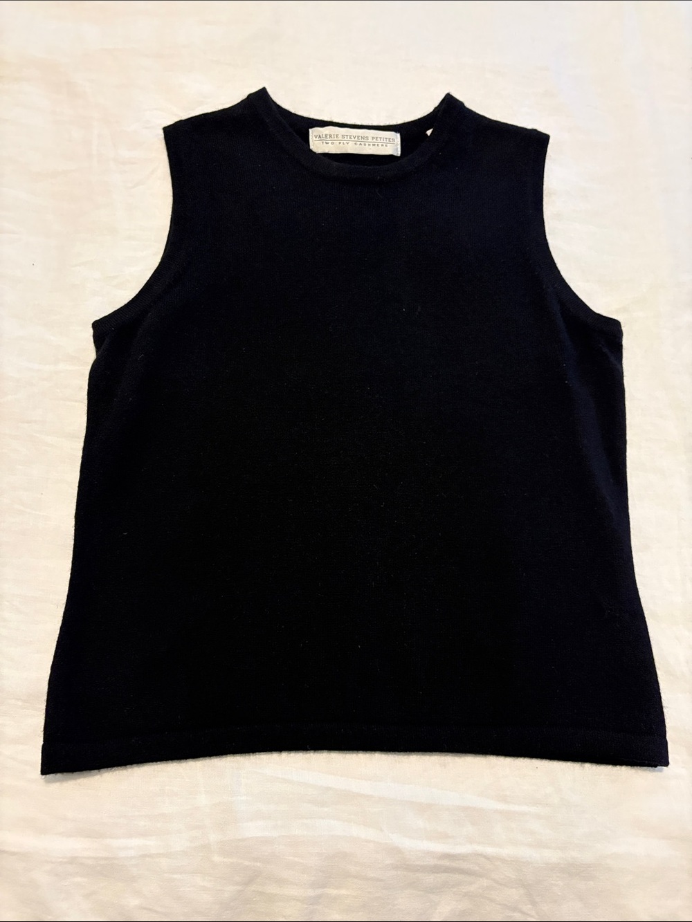 Valerie Stevens Black Sleeveless Cashmere Tank Top